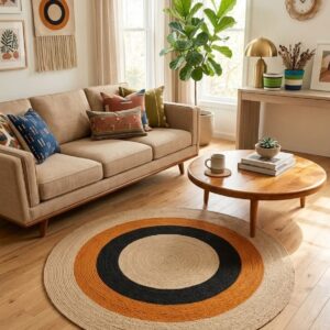 Minimalist circular rug