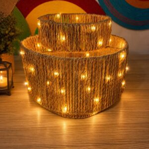 2 tier wicker lamp shade