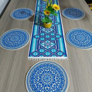 Blue alpona table runner