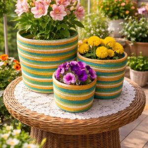 3 piece woven planter set